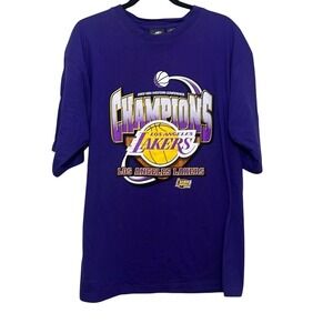 Vintage Y2K Active Purple LA Lakers NBA 2002 Conference Champions T-Shirt Large